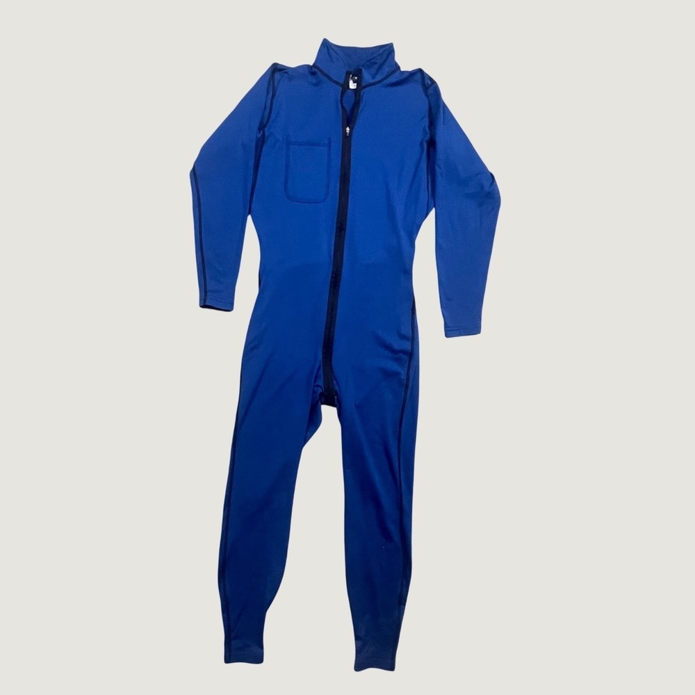 Vtg Outdoor Research Base Layer Union Suit Full Zip Blue 90s USA Made One Piece